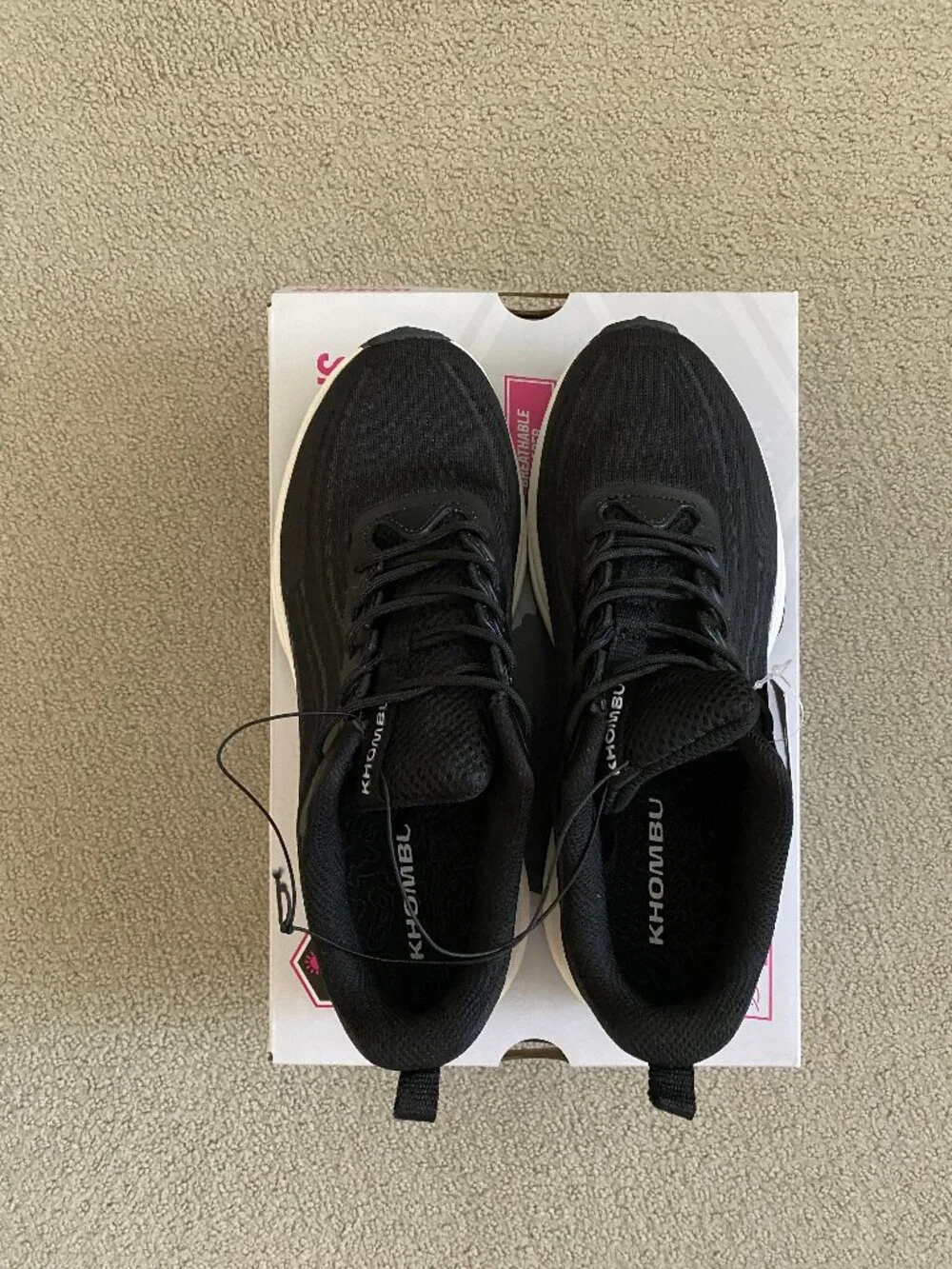 NEW Women's Khombu Lightweight Patan Memory Foam Sneakers Shoes, Black, Size 7.5